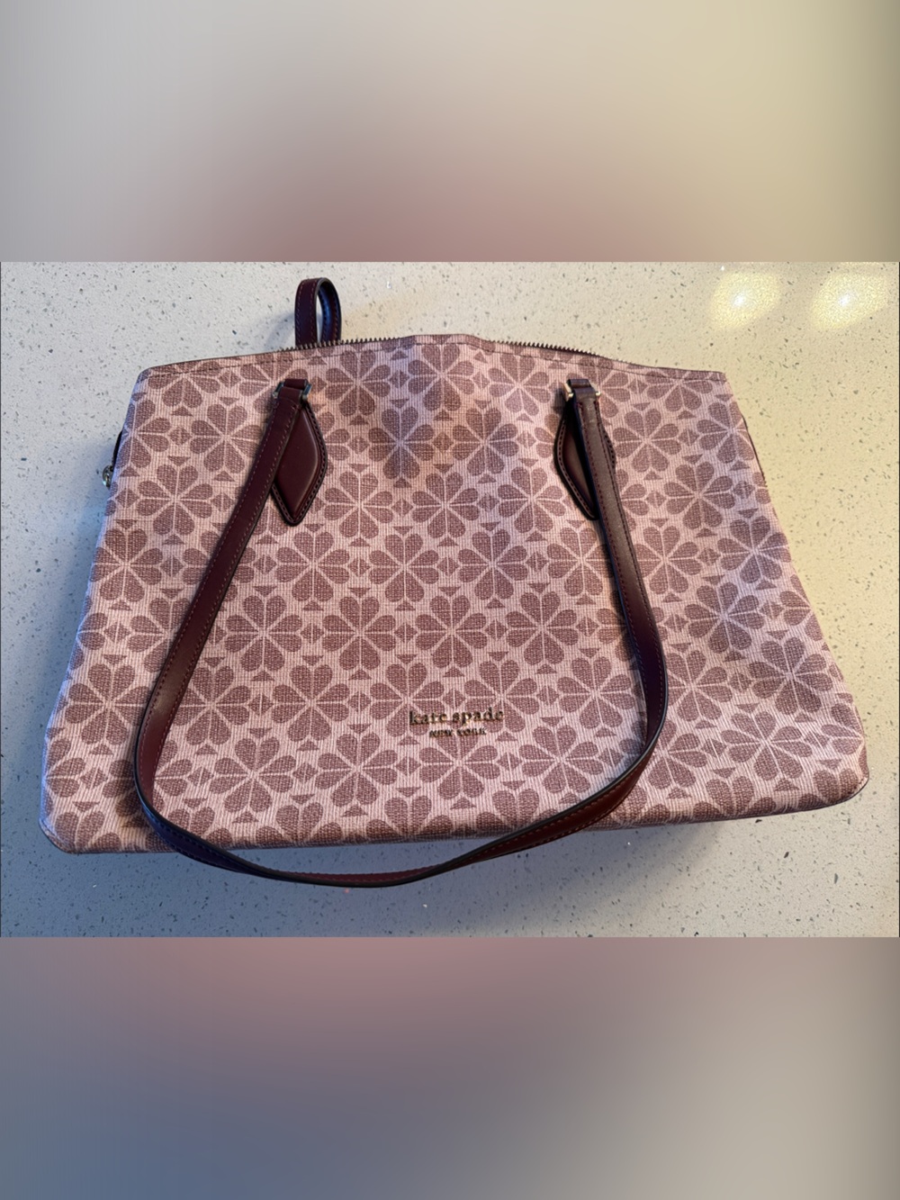 Women’s Pink Floral Tote Bag with Burgundy Trim